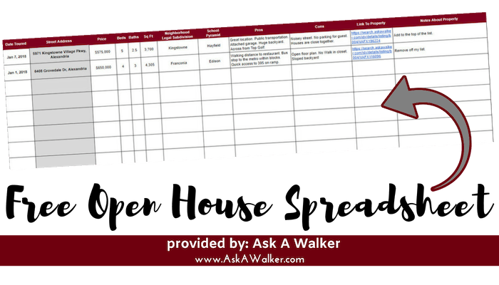 Free Home Buyer Open House Spreadsheet